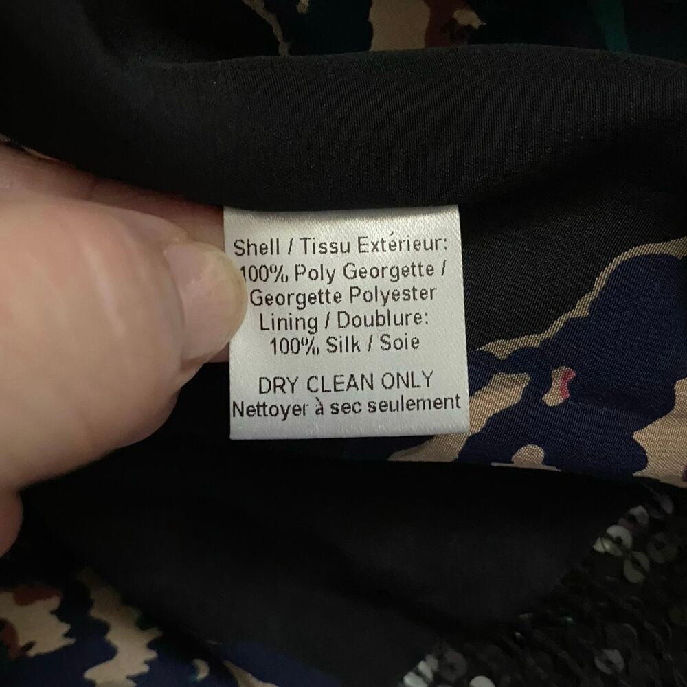 NEW Tucker Size XS Black Sequin Georgette Jacket Silk Lining Butterflies - Picture 4 of 5